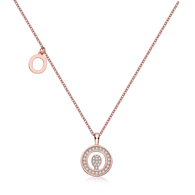 O pendant S925 silver plated rose gold Moissanite diamond light luxury letter necklace